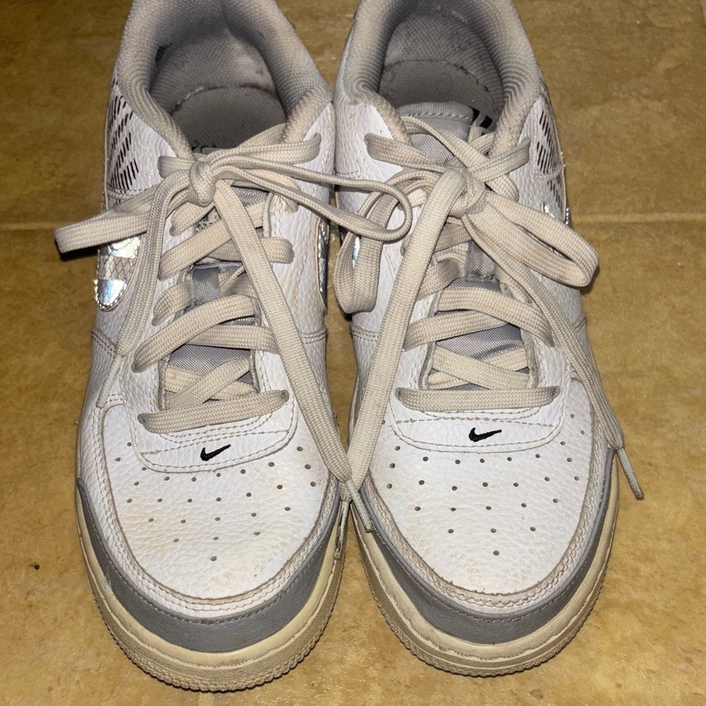 White and Gray Nike Air Force 1s